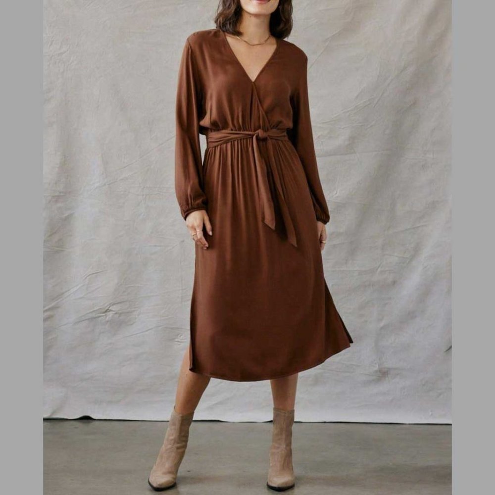 Bella Dahl Claremont Cross Front Dress in Golden Topaz